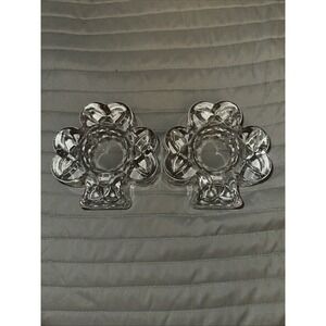 Beautiful Cashs Clear Crystal Lucky Shamrock Votive Candle Holder Ireland 4"x4"